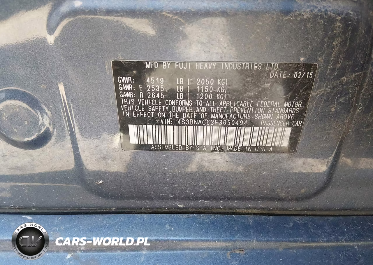 2015 Subaru Legacy 2.5I Premium VIN:4S3BNAC63F3050494 - 9