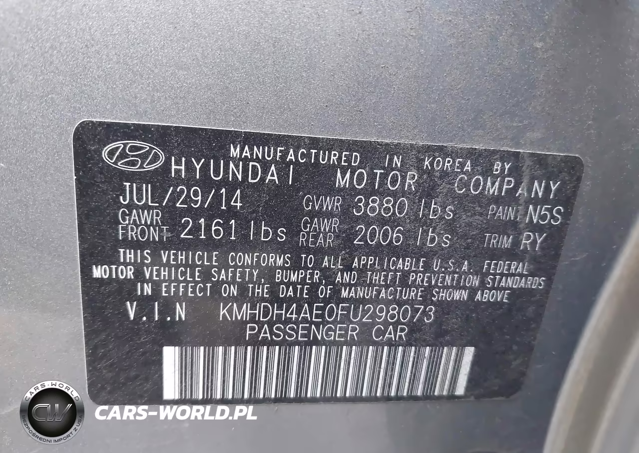 2015 Hyundai Elantra Se (Ulsan Plant) VIN:KMHDH4AE0FU298073 - 9