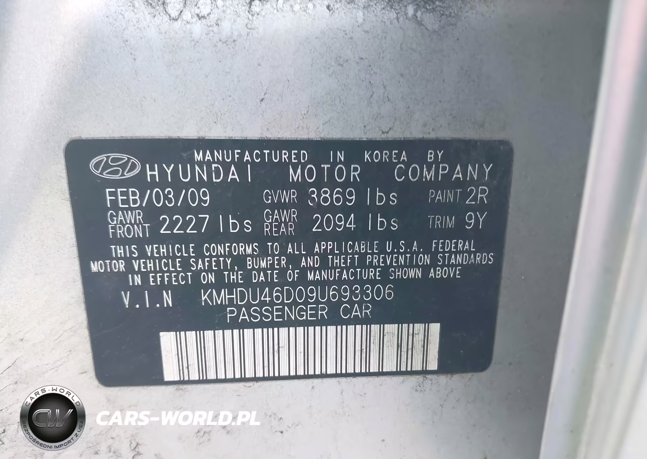 2009 Hyundai Elantra Se VIN:KMHDU46D09U693306 - 9