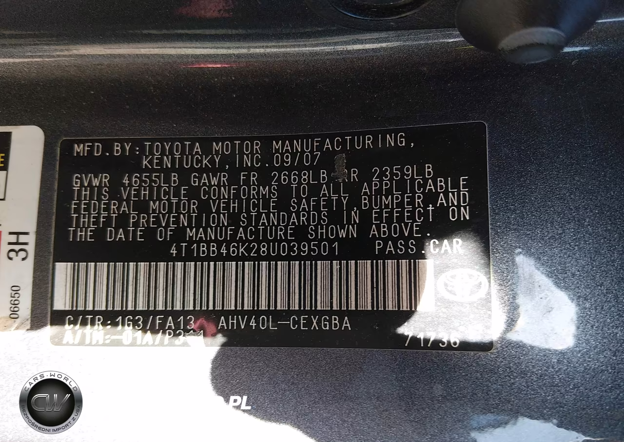 2008 Toyota Camry Hybrid VIN:4T1BB46K28U039501 - 9