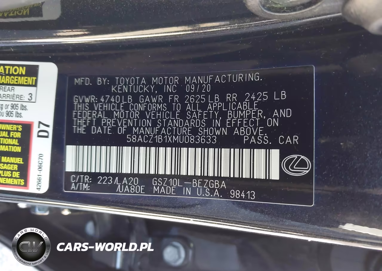 2021 Lexus Es 350 VIN:58ACZ1B1XMU083633 - 9