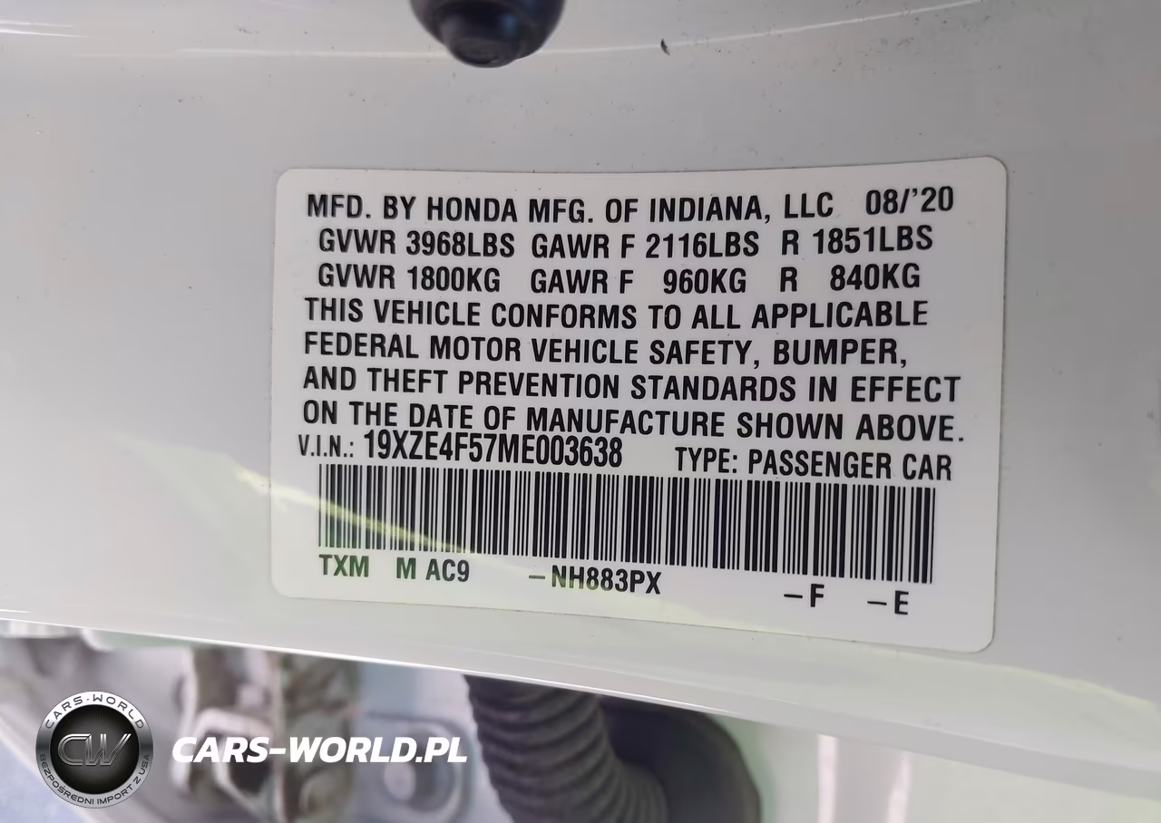 2021 Honda Insight Ex VIN:19XZE4F57ME003638 - 9