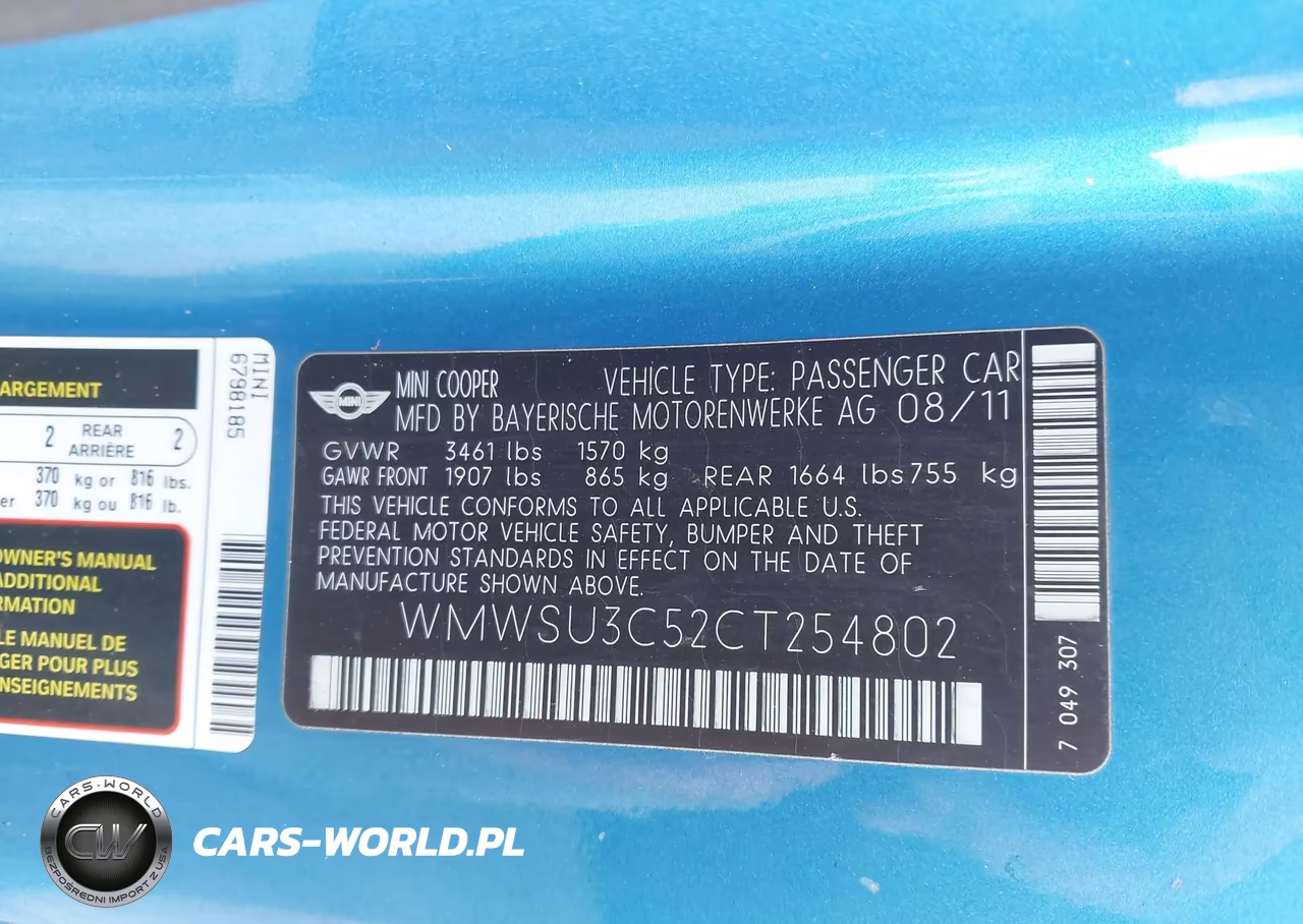 2012 Mini Cooper VIN:WMWSU3C52CT254802 - 9