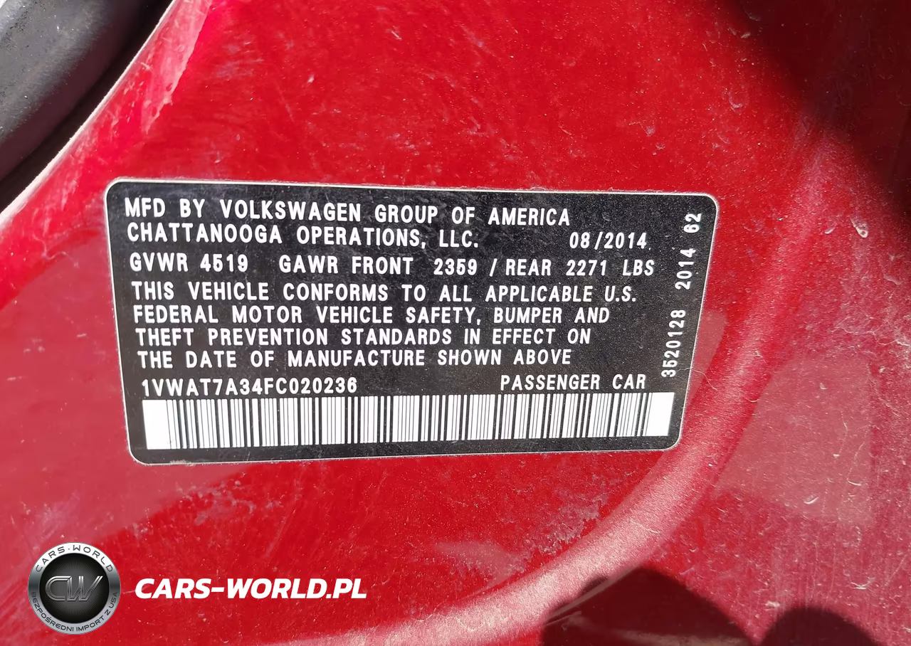 2015 Volkswagen Passat 1.8T Wolfsburg Edition VIN:1VWAT7A34FC020236 - 9