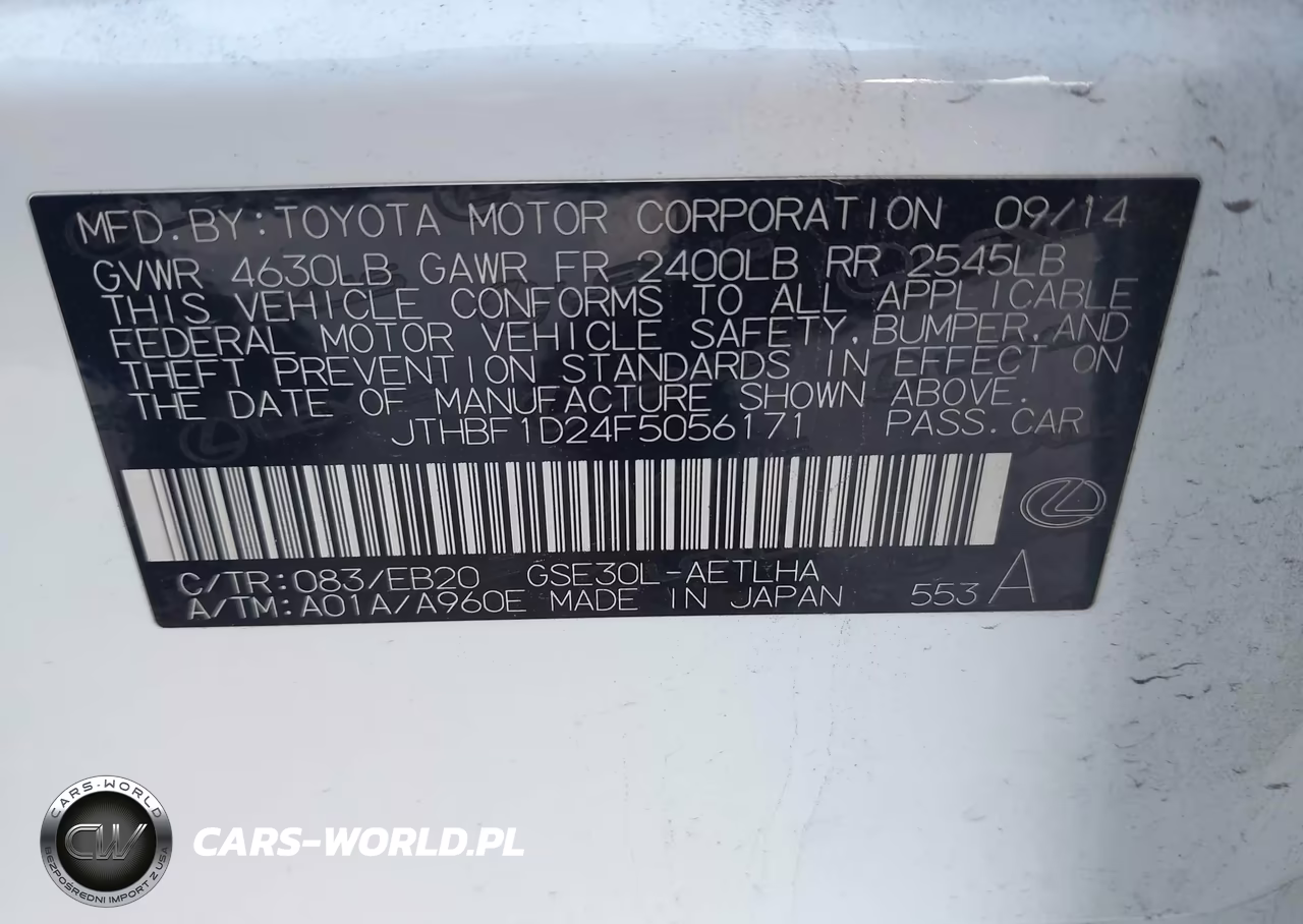 2015 Lexus Is 250 VIN:JTHBF1D24F5056171 - 9