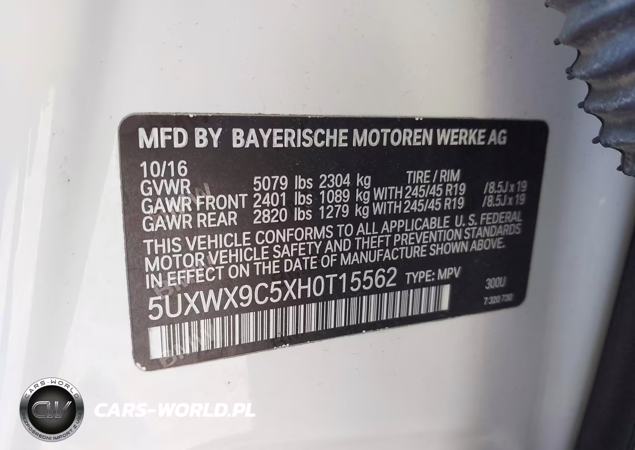 2017 BMW X3 xDrive28I VIN:5UXWX9C5XH0T15562 - 9