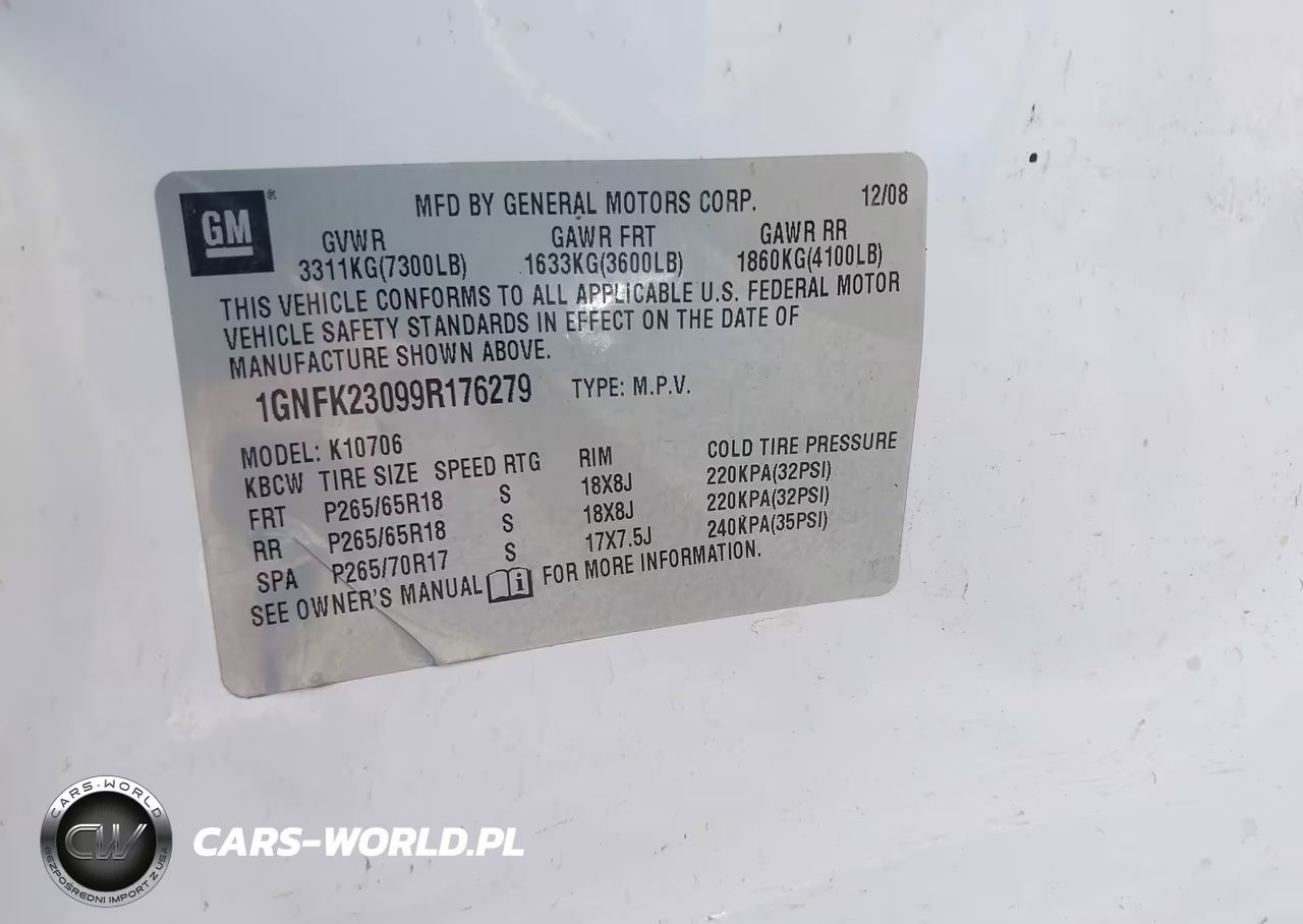 2009 Chevrolet Tahoe Lt2 VIN:1GNFK23099R176279 - 9