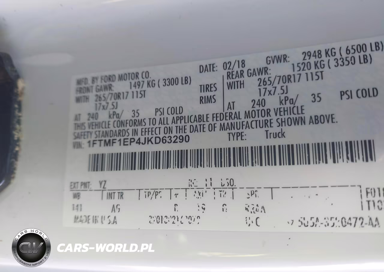 2018 Ford F-150 Xl VIN:1FTMF1EP4JKD63290 - 9