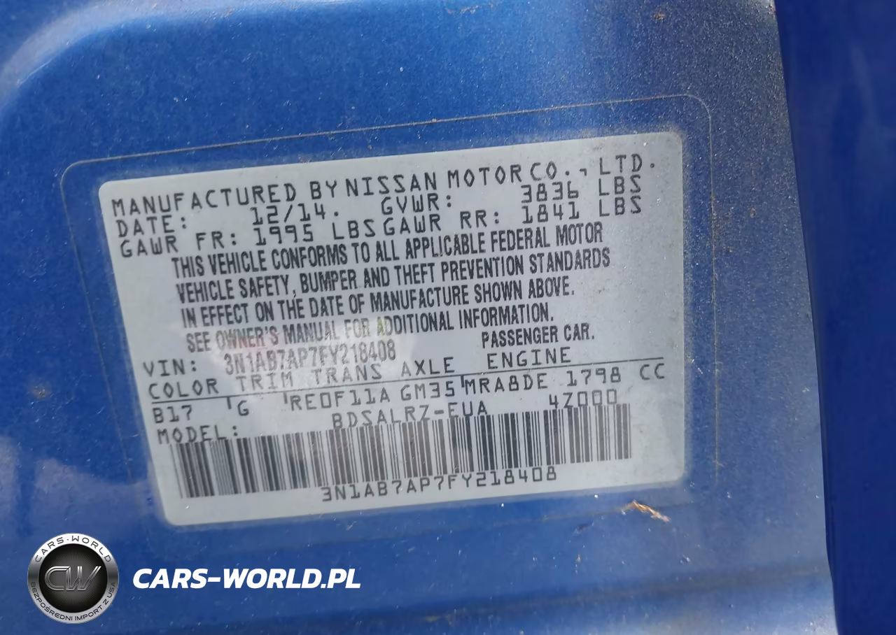 2015 Nissan Sentra Sr VIN:3N1AB7AP7FY218408 - 9