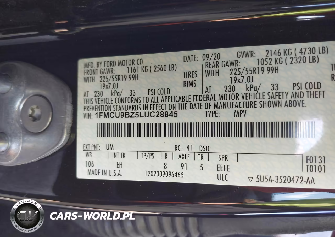 2020 Ford Escape Se Sport Hybrid VIN:1FMCU9BZ5LUC28845 - 9