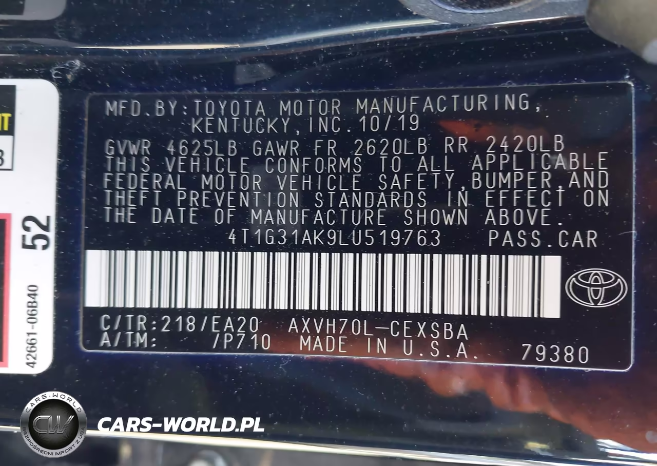 2020 Toyota Camry Se Hybrid VIN:4T1G31AK9LU519763 - 9