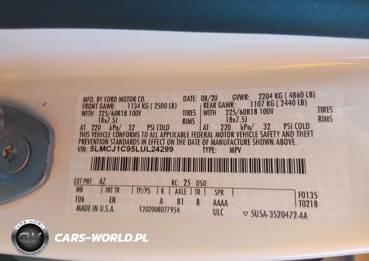 2020 Lincoln Corsair Standard VIN:5LMCJ1C95LUL24299 - 9