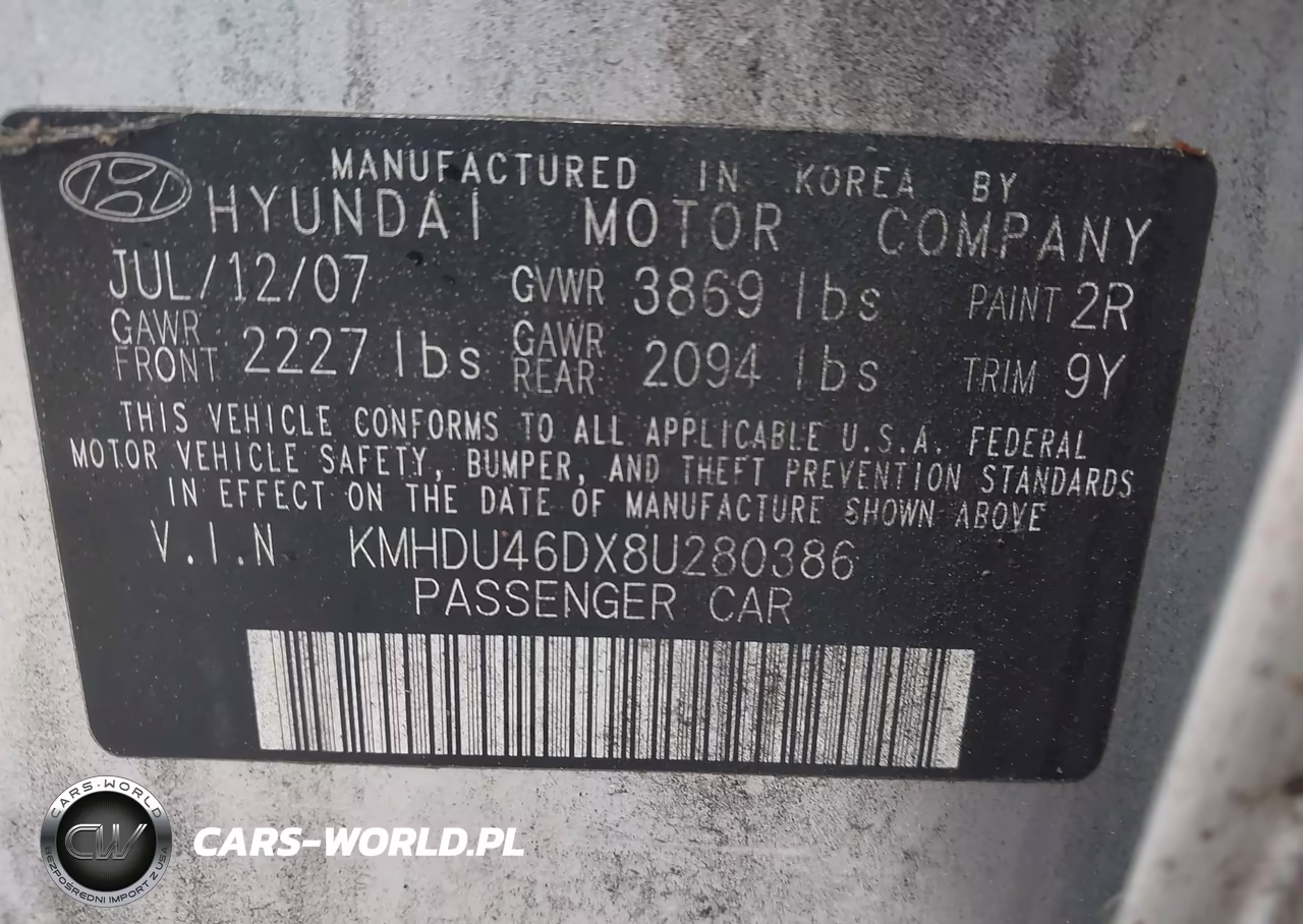 2008 Hyundai Elantra Gls-Se VIN:KMHDU46DX8U280386 - 9
