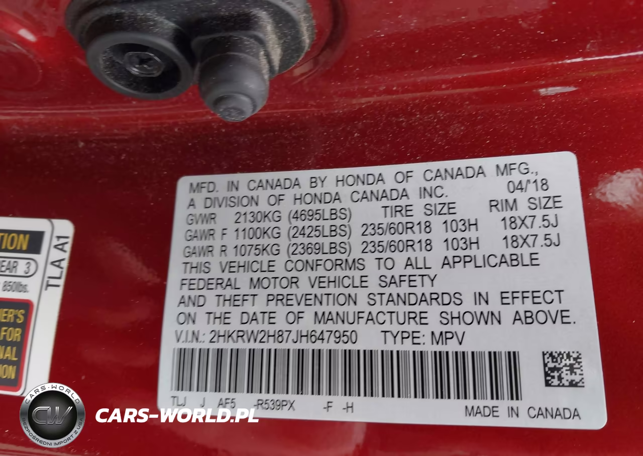 2018 Honda Cr-V Ex-L-Ex-L Navi VIN:2HKRW2H87JH647950 - 9