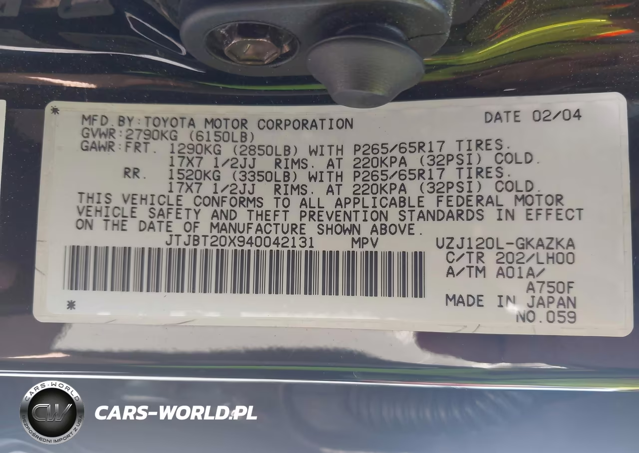 2004 Lexus Gx 470 VIN:JTJBT20X940042131 - 9