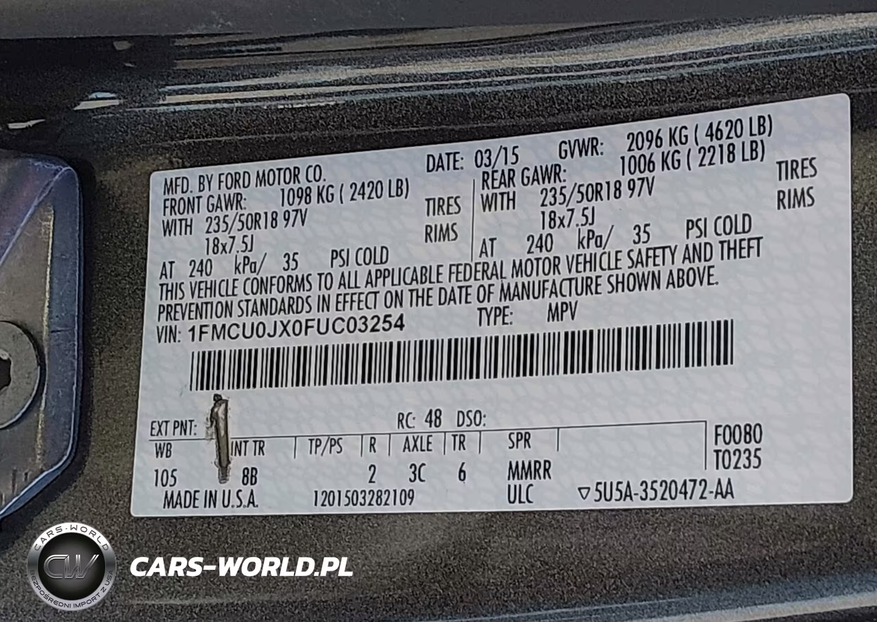 2015 Ford Escape Titanium VIN:1FMCU0JX0FUC03254 - 9