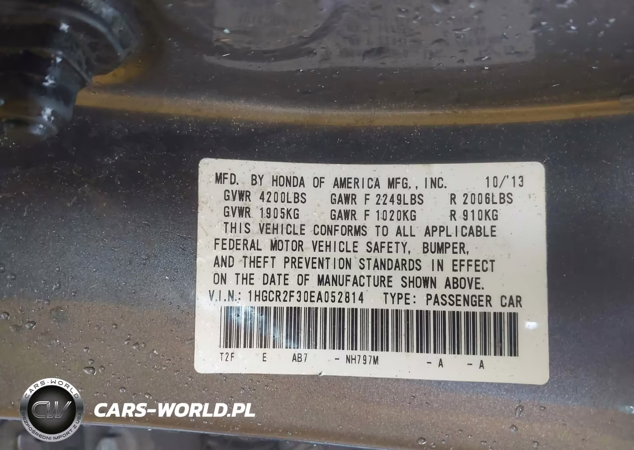2014 Honda Accord Lx VIN:1HGCR2F30EA052814 - 9