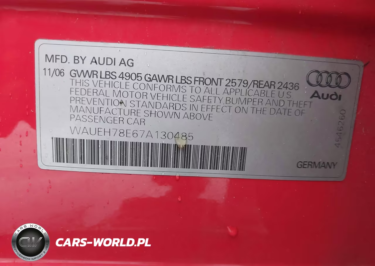 2007 Audi A4 3.2 VIN:WAUEH78E67A130485 - 9