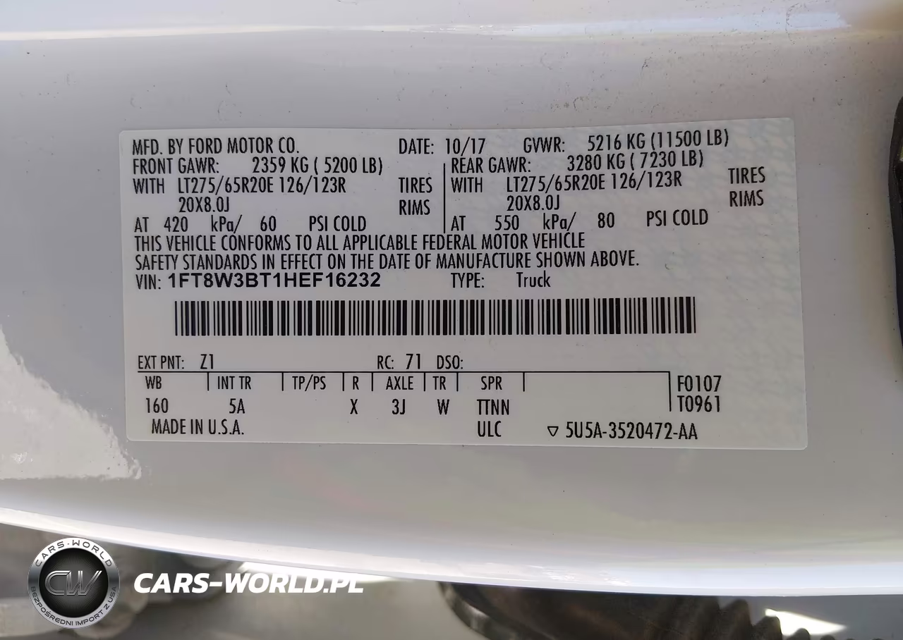 2017 Ford F-350 Lariat VIN:1FT8W3BT1HEF16232 - 9
