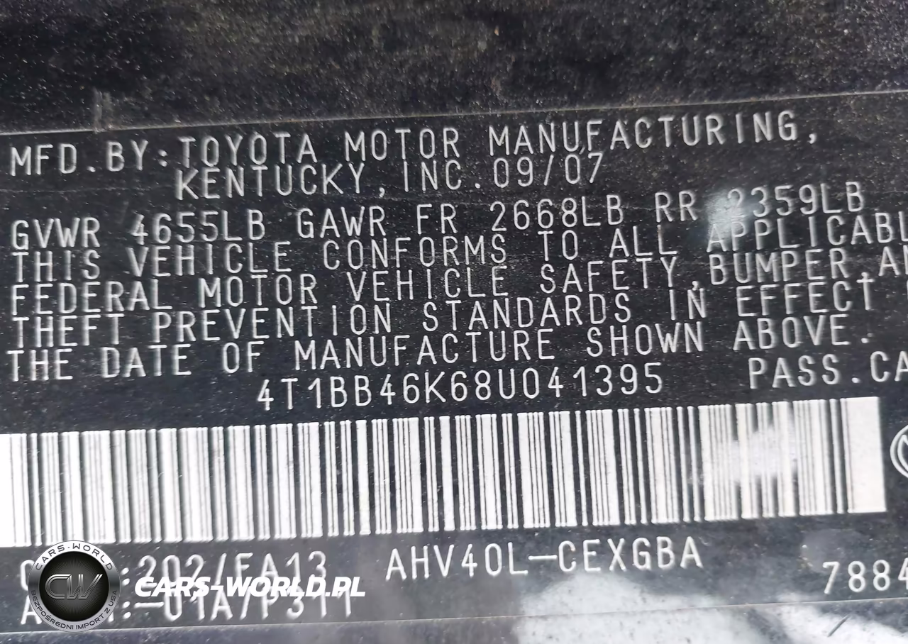 2008 Toyota Camry Hybrid VIN:4T1BB46K68U041395 - 9