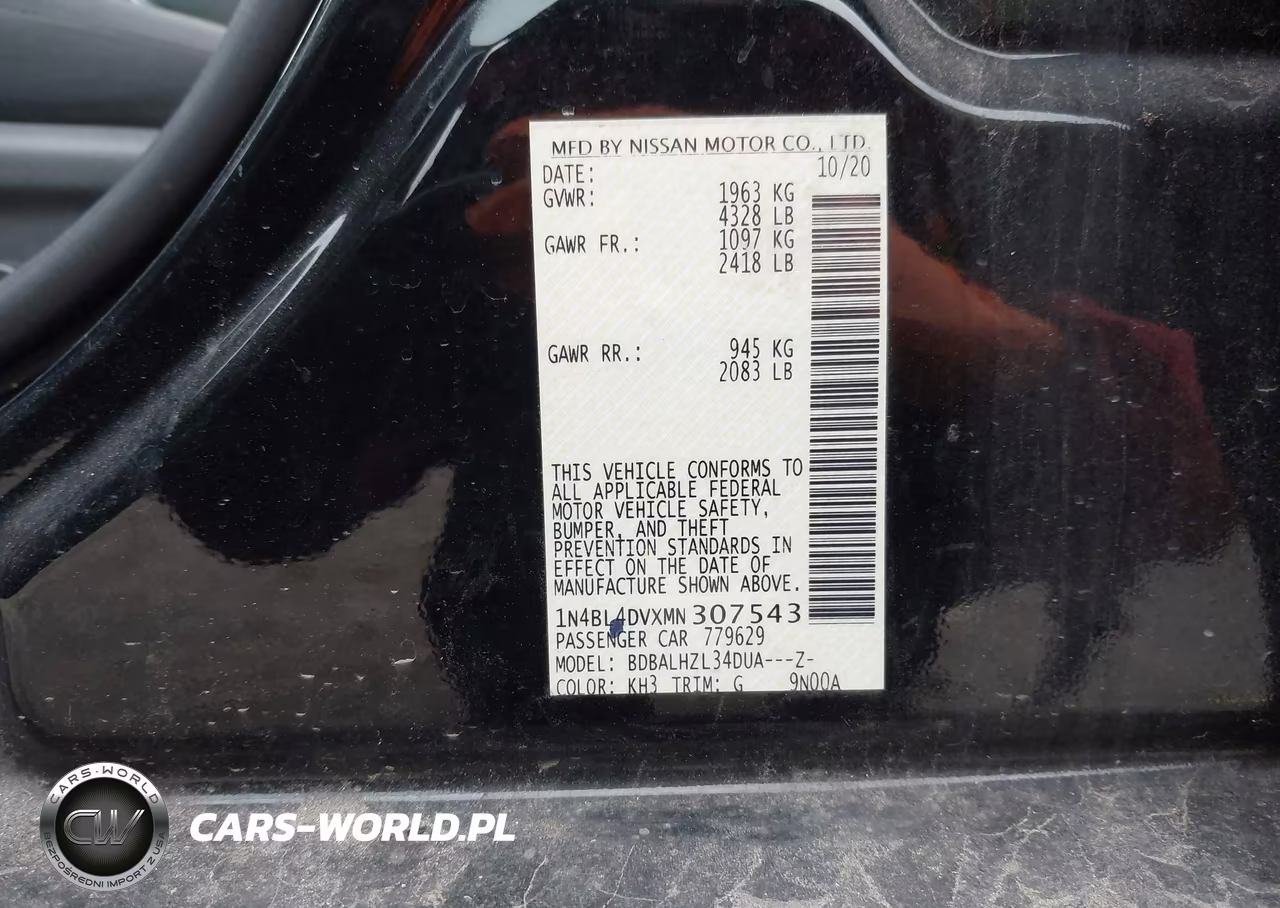 2021 Nissan Altima Sv Fwd VIN:1N4BL4DVXMN307543 - 9