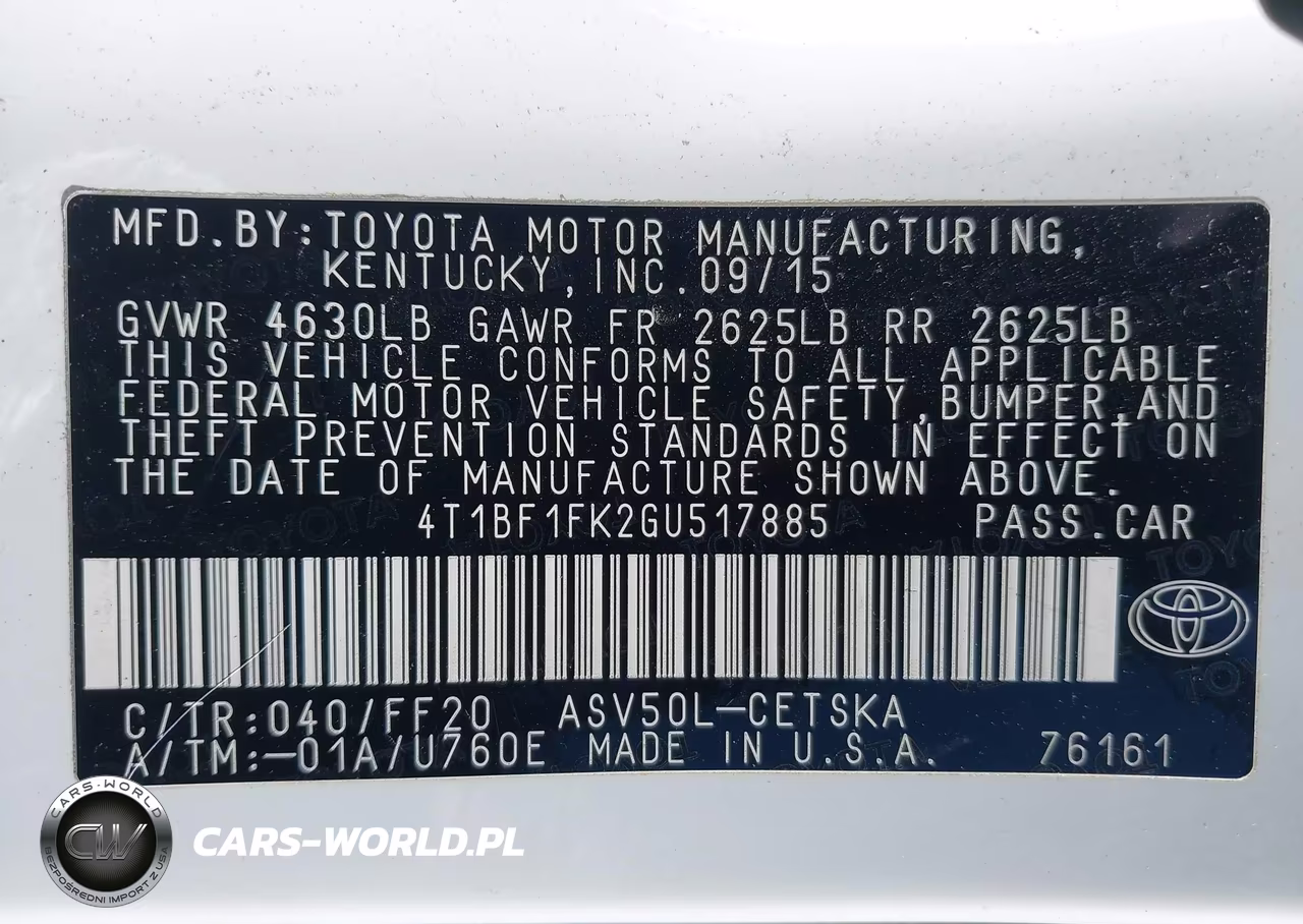 2016 Toyota Camry Se VIN:4T1BF1FK2GU517885 - 9