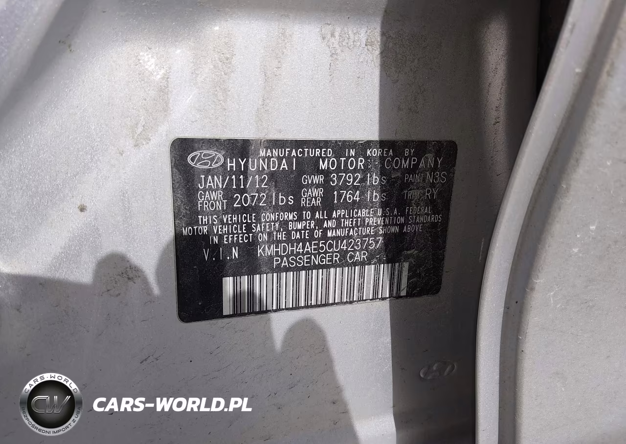 2012 Hyundai Elantra Limited (Ulsan Plant) VIN:KMHDH4AE5CU423757 - 9