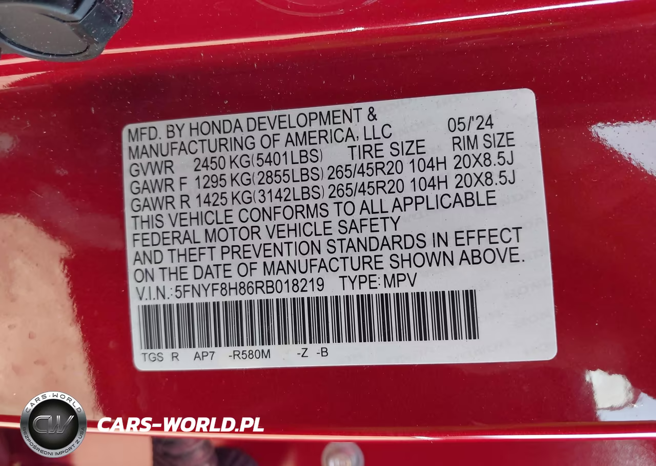 2024 Honda Passport Awd Black VIN:5FNYF8H86RB018219 - 9