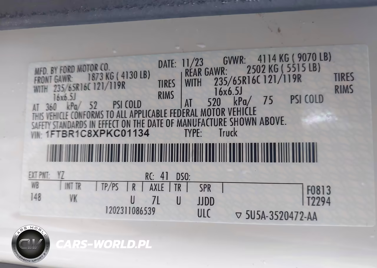 2023 Ford Transit-250 VIN:1FTBR1C8XPKC01134 - 9