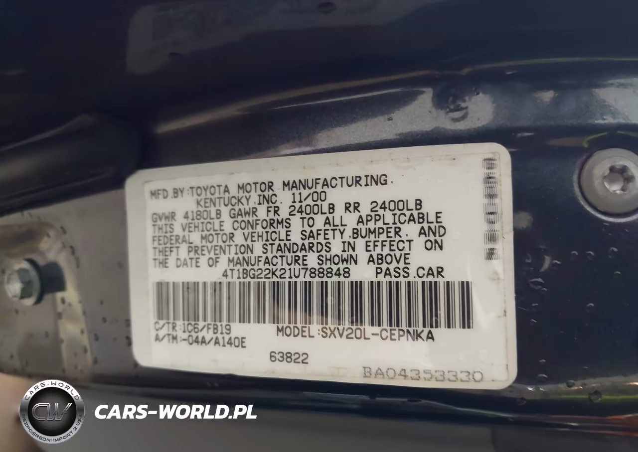 2001 Toyota Camry Le VIN:4T1BG22K21U788848 - 9