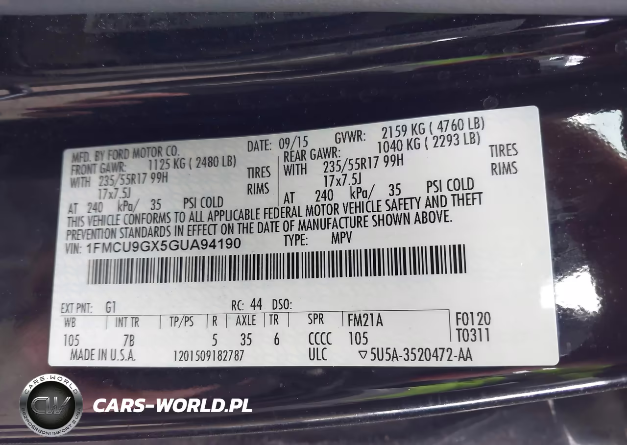 2016 Ford Escape Se VIN:1FMCU9GX5GUA94190 - 9