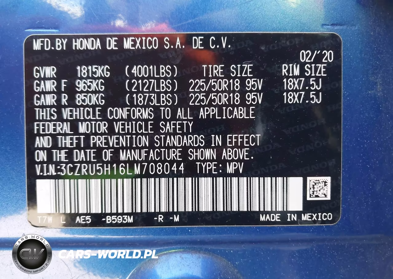 2020 Honda Hr-V 2Wd Sport VIN:3CZRU5H16LM708044 - 9