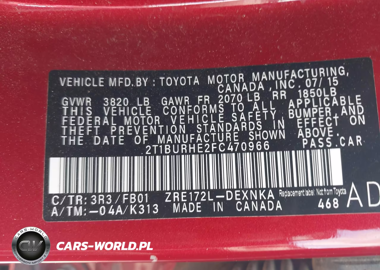 2015 Toyota Corolla Le VIN:2T1BURHE2FC470966 - 9