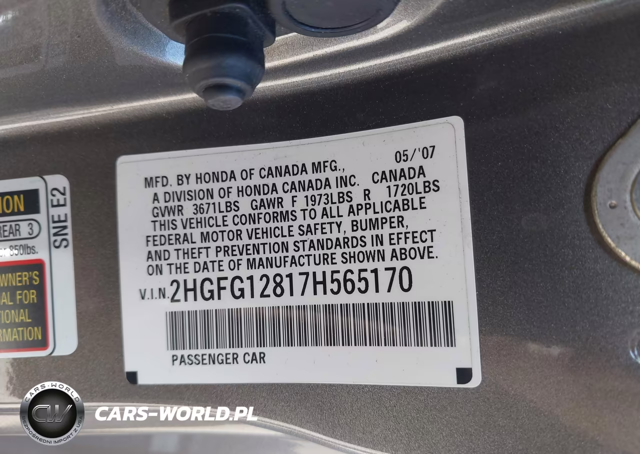 2007 Honda Civic Ex VIN:2HGFG12817H565170 - 9