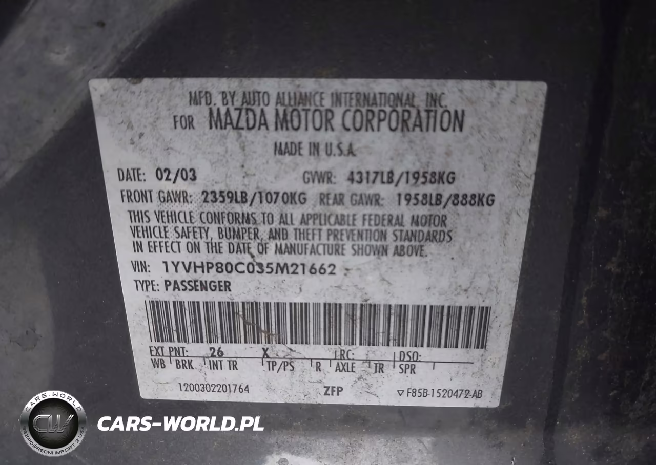 2003 Mazda Mazda6 I VIN:1YVHP80C035M21662 - 9