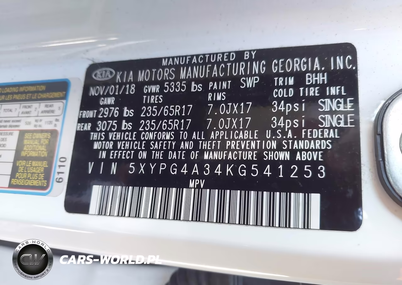 2019 Kia Sorento 2.4L Lx VIN:5XYPG4A34KG541253 - 9