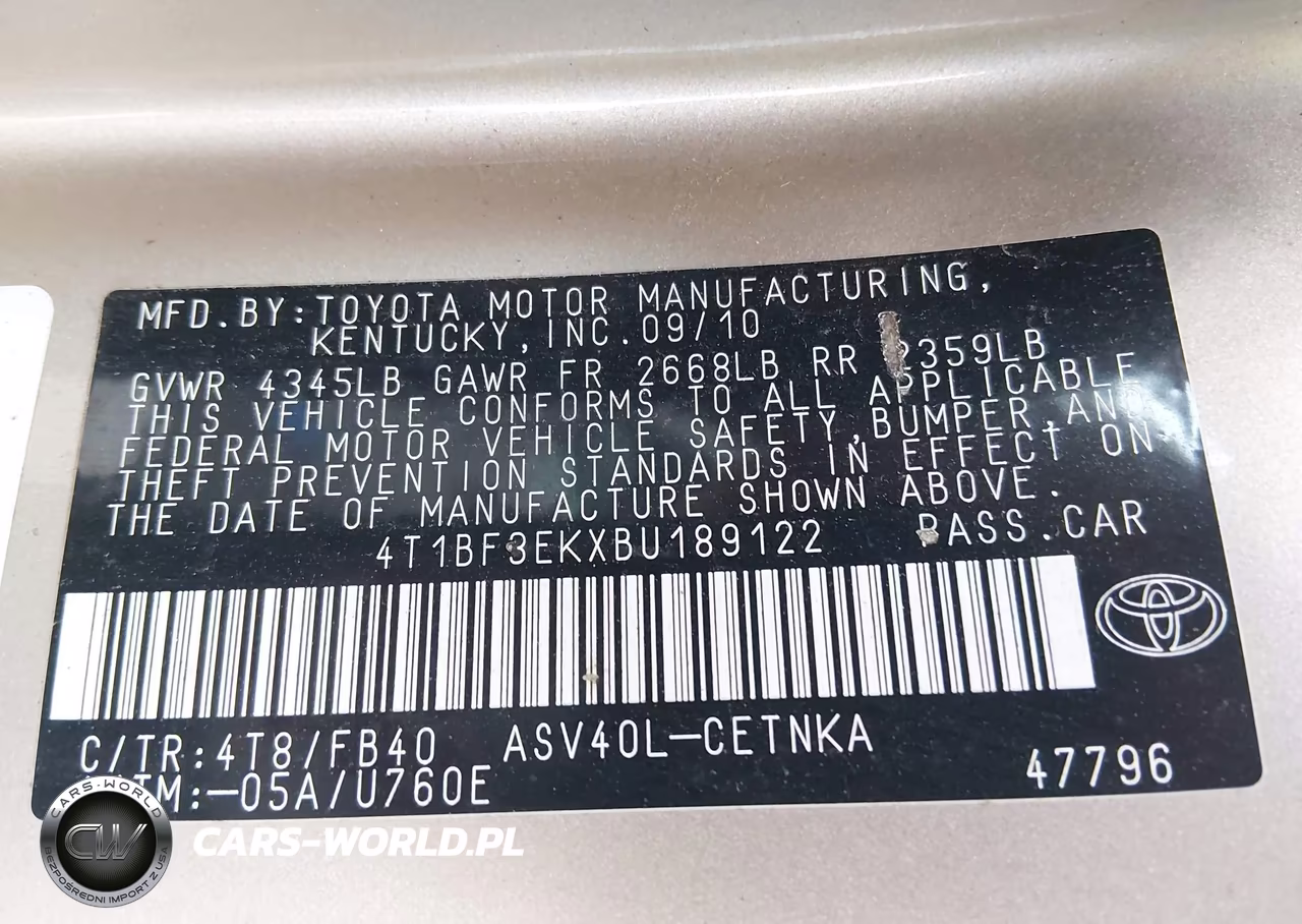 2011 Toyota Camry Le VIN:4T1BF3EKXBU189122 - 9