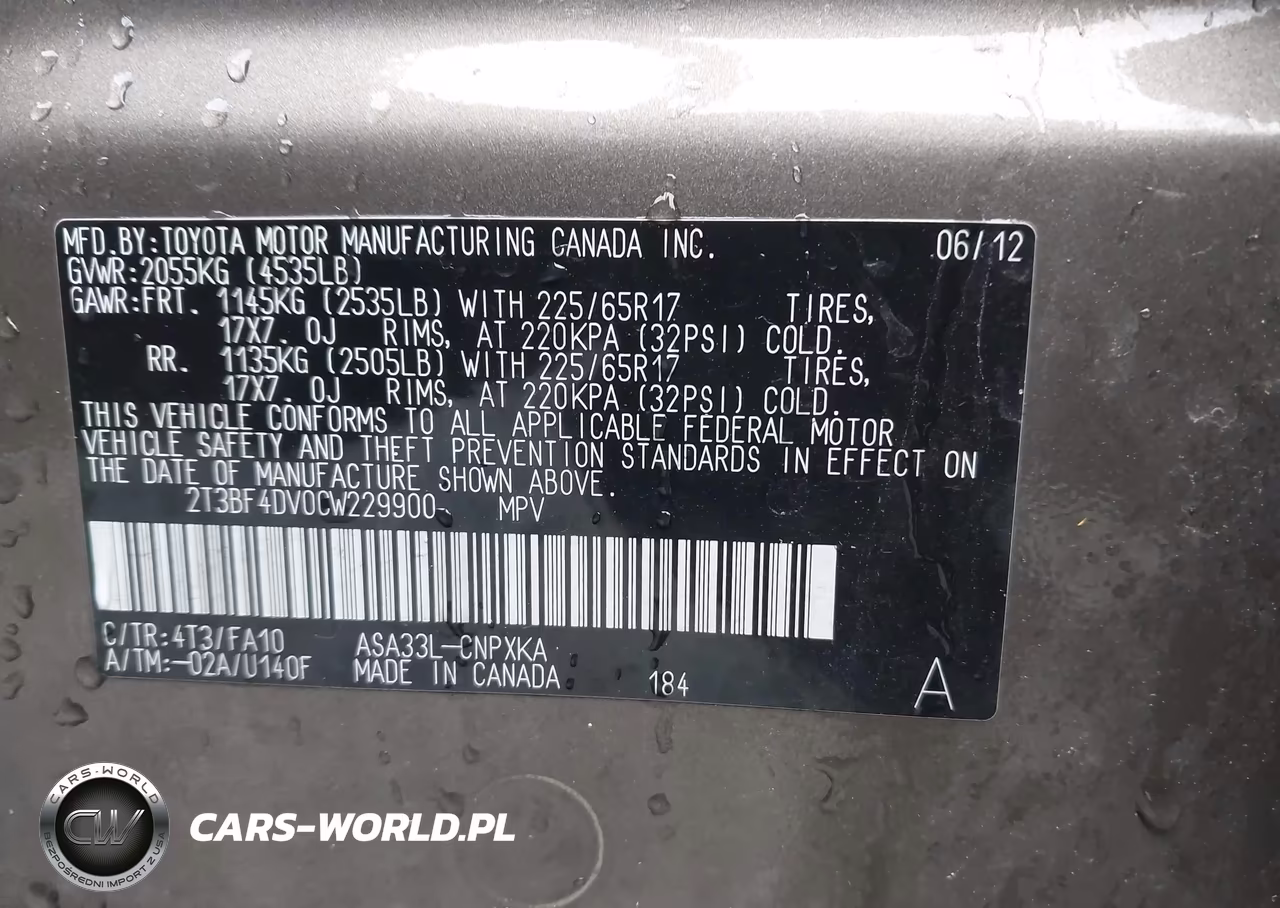 2012 Toyota Rav4 VIN:2T3BF4DV0CW229900 - 9