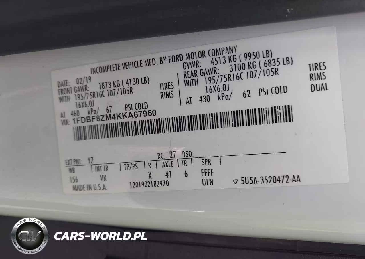 2019 Ford Transit-350 Cab VIN:1FDBF8ZM4KKA67960 - 9