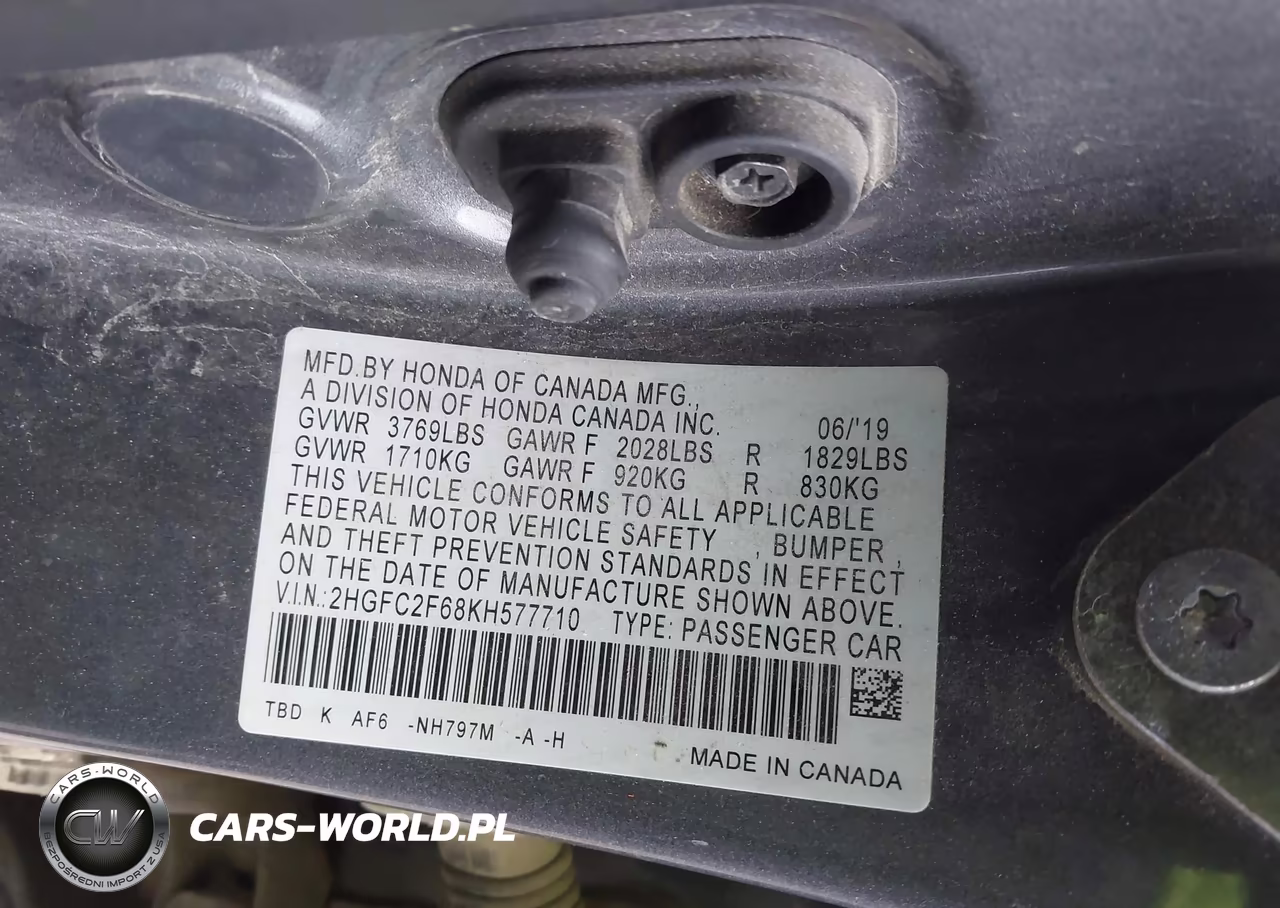 2019 Honda Civic Lx VIN:2HGFC2F68KH577710 - 9