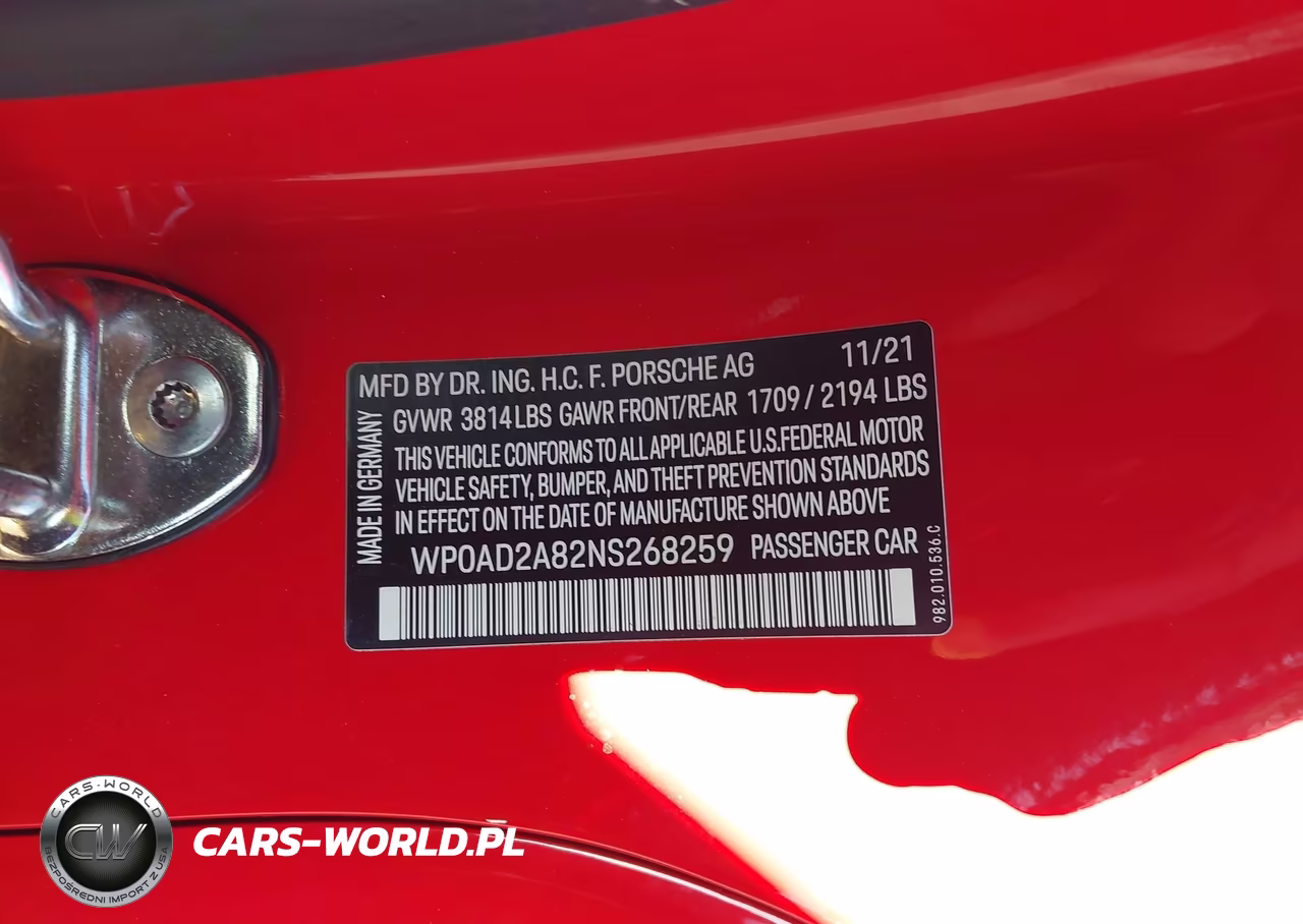 2022 Porsche 718 Cayman Gts 4.0 VIN:WP0AD2A82NS268259 - 9