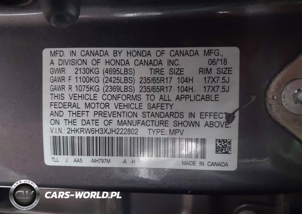 2018 Honda Cr-V Lx VIN:2HKRW6H3XJH222802 - 9