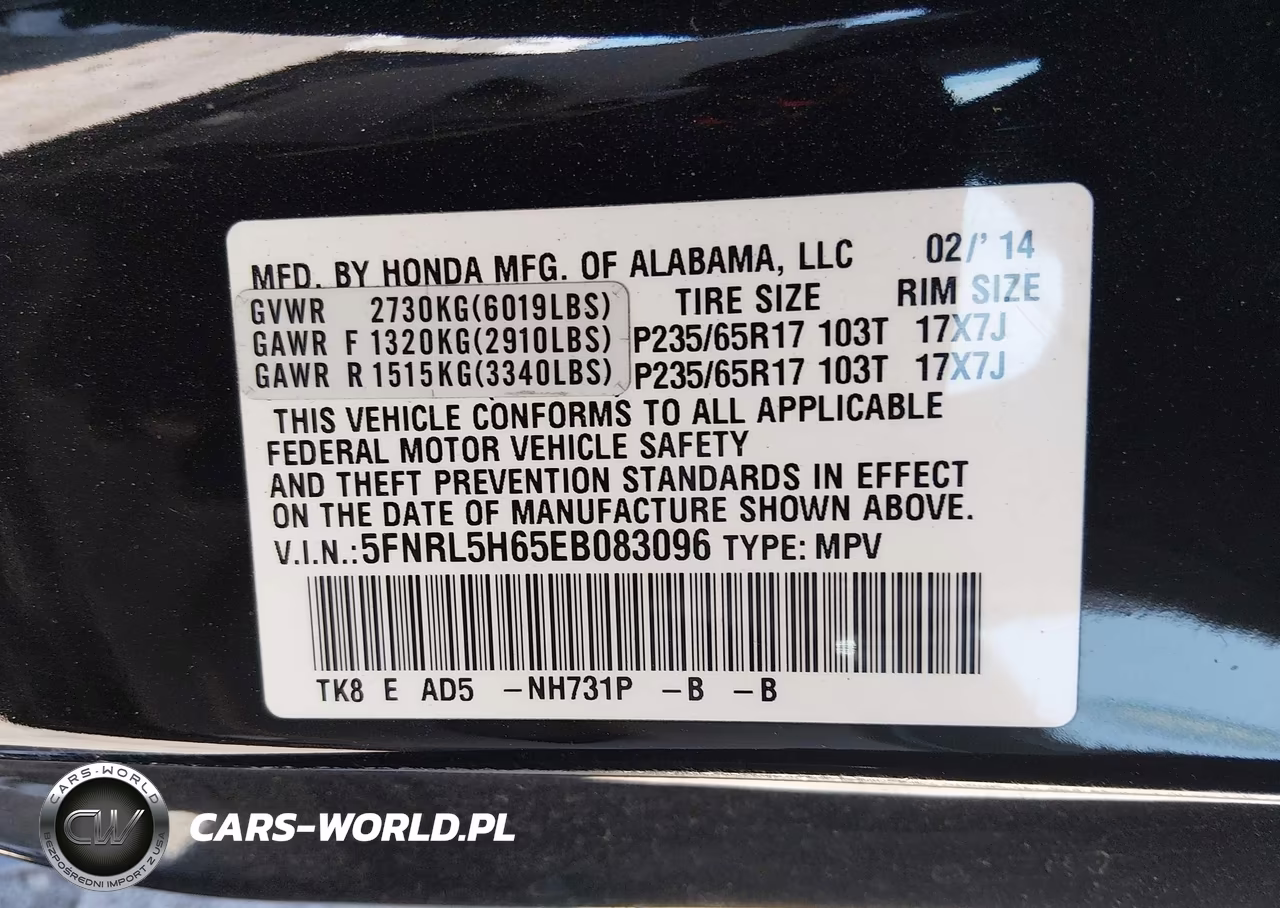 2014 Honda Odyssey Ex-L VIN:5FNRL5H65EB083096 - 9