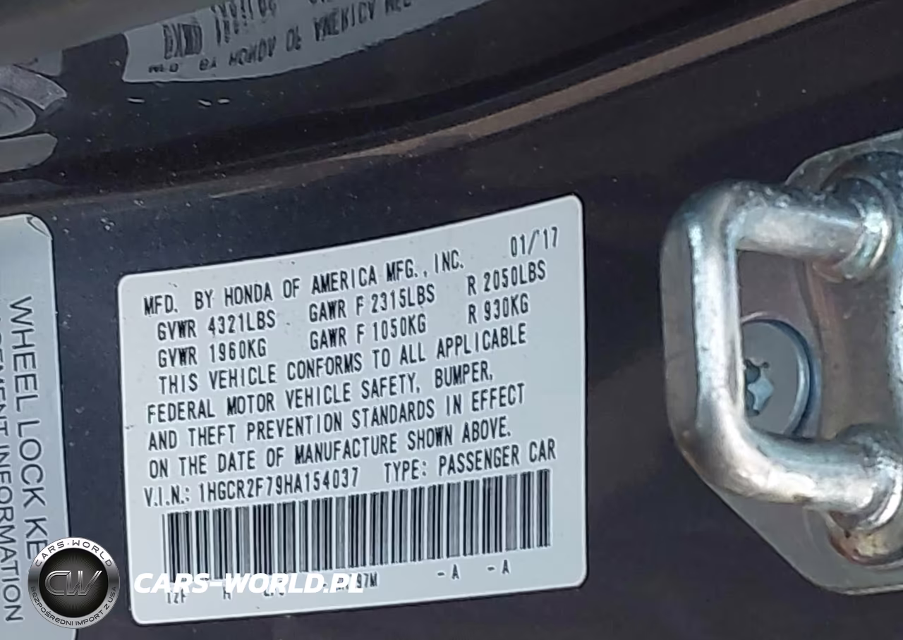 2017 Honda Accord Ex VIN:1HGCR2F79HA154037 - 9