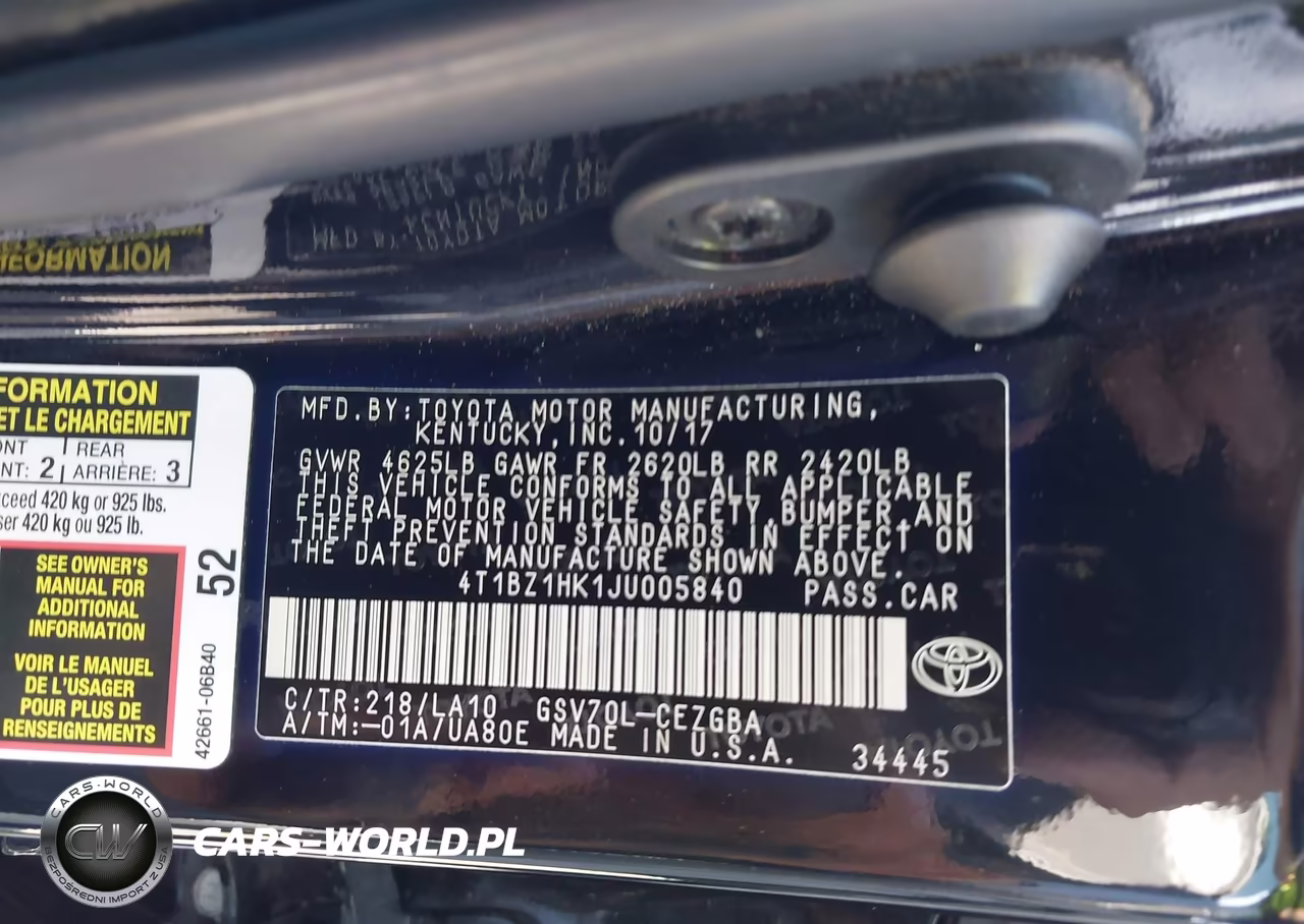 2018 Toyota Camry Xle V6 VIN:4T1BZ1HK1JU005840 - 9