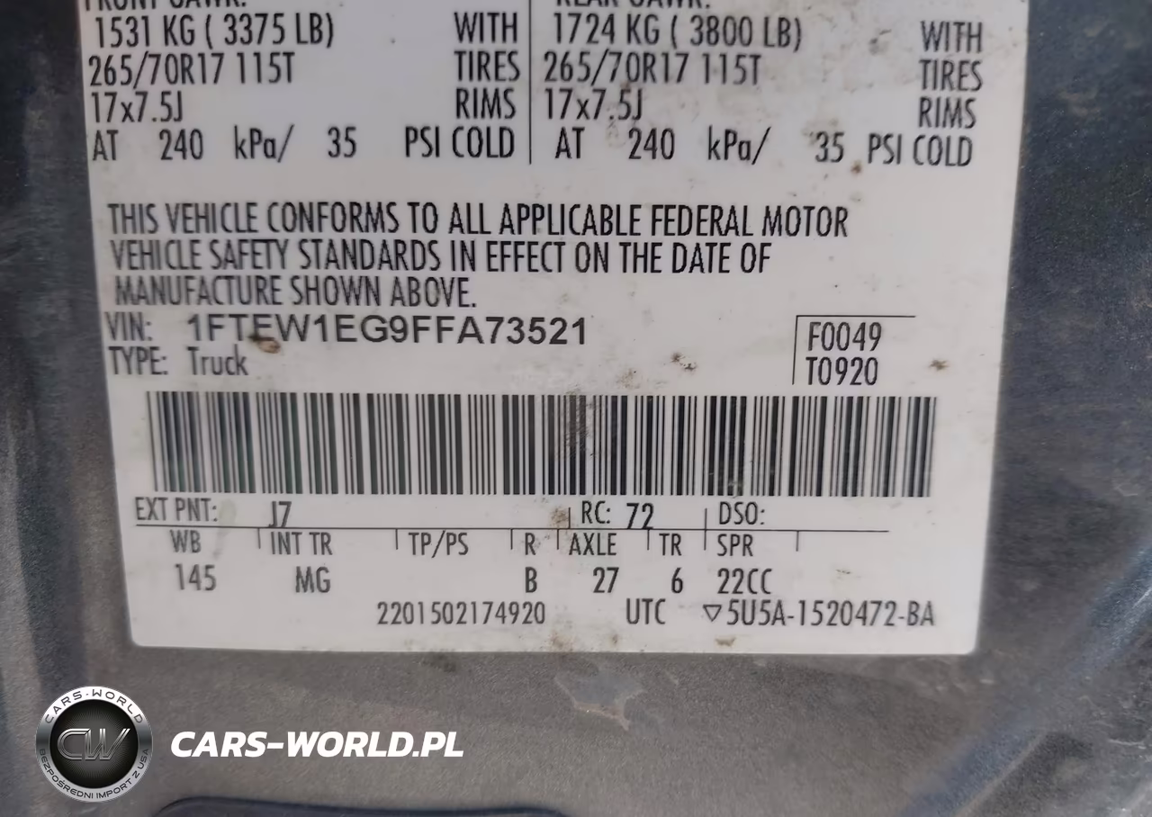 2015 Ford F-150 Xlt VIN:1FTEW1EG9FFA73521 - 9