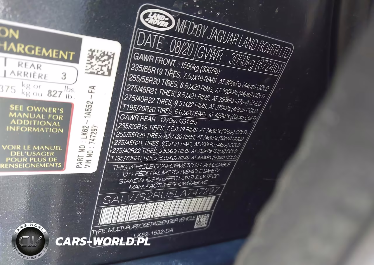 2020 Land Rover Range Rover Sport Hst Mhev VIN:SALWS2RU5LA747297 - 9