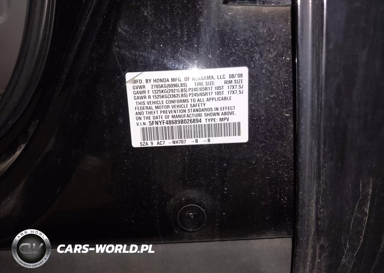 2009 Honda Pilot Ex-L VIN:5FNYF48689B026894 - 9