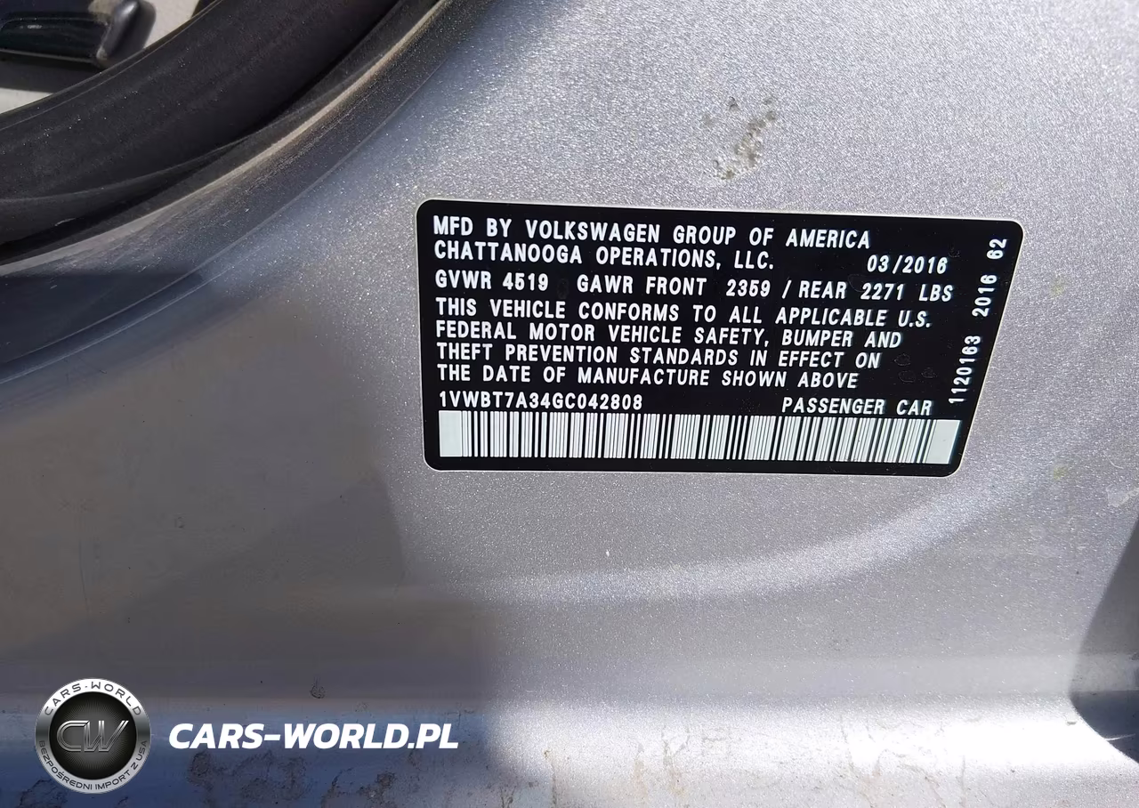 2016 Volkswagen Passat 1.8T Se VIN:1VWBT7A34GC042808 - 9