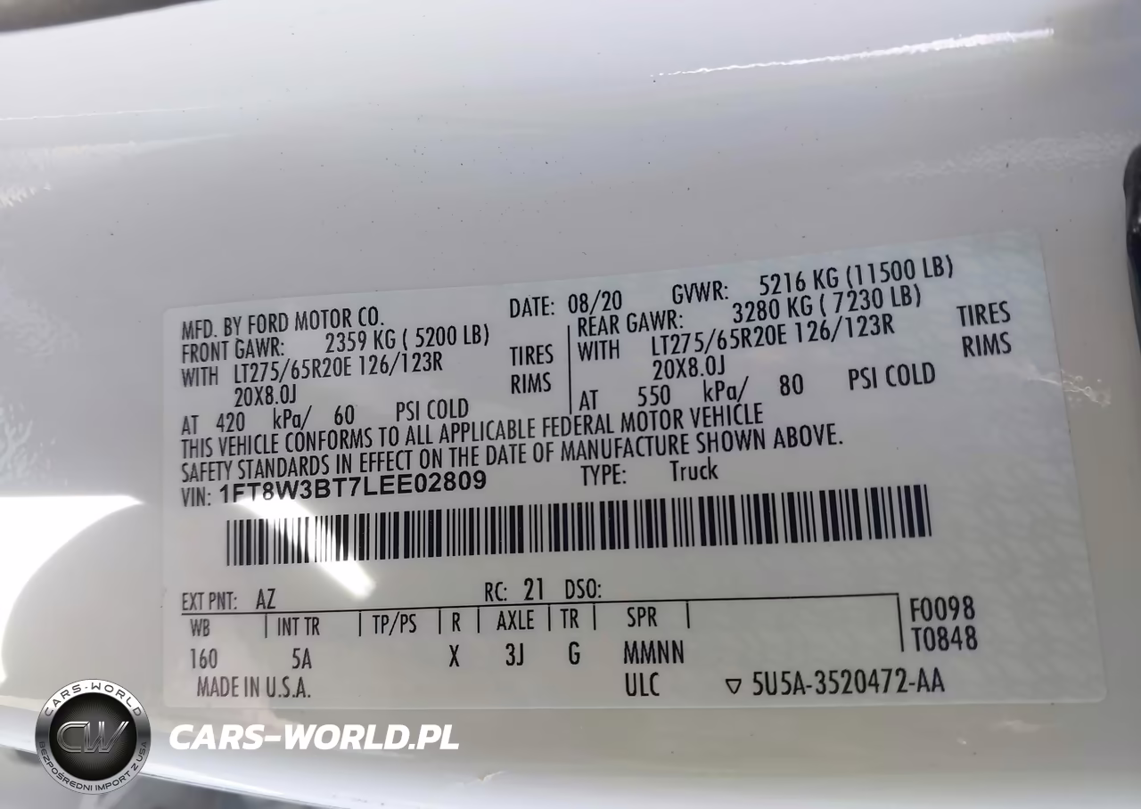 2020 Ford F-350 Lariat VIN:1FT8W3BT7LEE02809 - 9